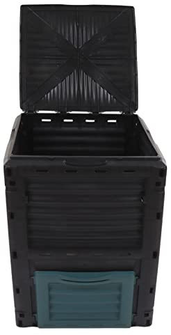 FTVOGUE Contenedor de Compost de 300L, Plástico con Ventilación, Compostador de Gran Capacidad para Cocina y Jardín, Reciclaje Eficiente de Residuos para Plantar