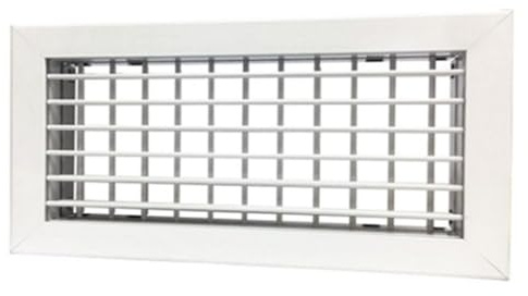 3S SuperSamaStore Diffuseur d'Air, Grille de Soufflage/Sortie à Doubles Ailettes Orientables pour Climatisation, Chauffage et Ventilation Mécanique Contrôlée, Aluminium, Blanc, 400 x 150 mm