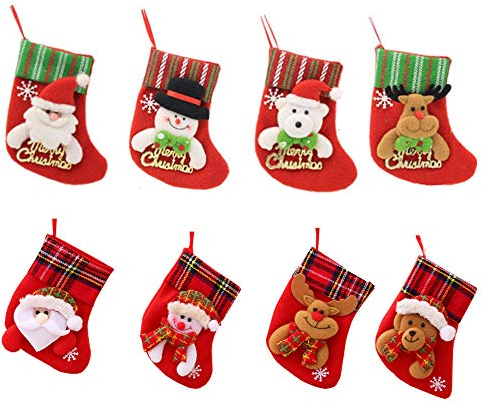 Amasawa 8 Pezzi Calzini di Natale Posate Titolare Forchetta Cucchiaio Tasca Dinner Table Partito Set Decorazione Natalizia Festa, Porta Posate o Sacchetto Porta Caramelle