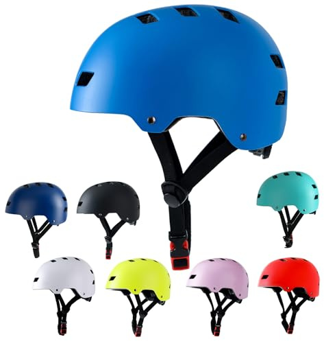 Bike Helmet 3 Sizes for Teenager Kids Youth Adults,Bavilk Skateboard Helmet Adjustable Multi-Sport Bicycle Cycling Scooter Roller Skate Inline Skating Rollerblading for Girls Boys Women Men Teen