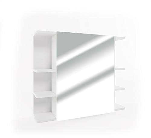 Vicco Badspiegelschrank Fynn, Weiß, 79.6 x 64 cm | mit Spiegel und offenen Ablagen zur Wandmontage
