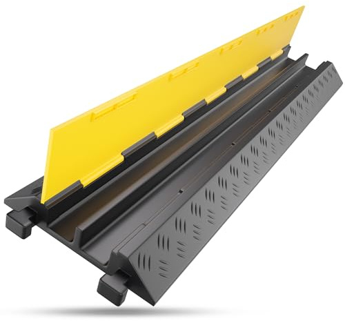 Ponte per cavi a 2 canali, in gomma nera (ponte per cavi a 2 canali)