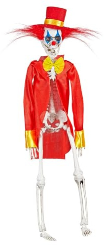 W WIDMANN MILANO Party Fashion - Killer Clown Skelett Deko 40 cm | Mit beweglichen Armen und Beinen als gruselige Horror und Halloween Dekoration