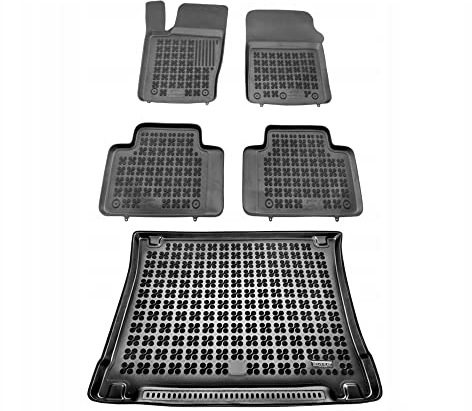 MOTOS Satz Gummifußmatten und Kofferraummatten für Jeep Grand Cherokee IV WK2 ab 2010 Verbessern Sie Ihren Reisekomfort mit Antirutschmatte Auto - Allwetter fußmatten Auto, Schutz vor Verschmutzung