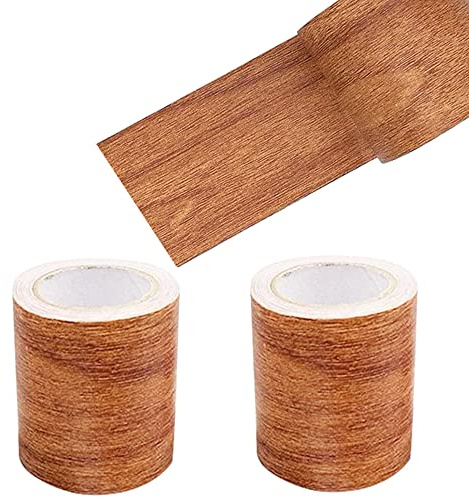 Guidre Holzoptik Klebeband 2 Rollen, Selbstklebendes Reparaturband 8cm | 8cm×4,57m, Rot, realistische Holzmaserung, für Sockelleisten&Türen&Wände&Tapeten&Möbel, wasserfest&abriebfest&selbstklebend