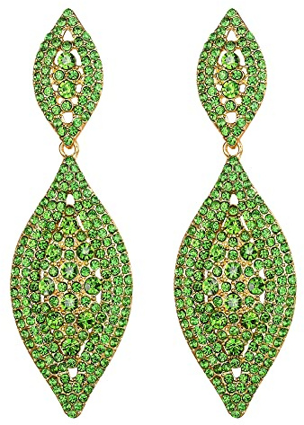 EVER FAITH Blatt Kristall Ohrringe für Damen Party Hochzeit | Charm 2 Blatt Drop Baumeln Ohrstecker