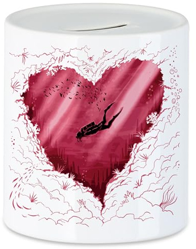 Hey!Print Tauchen Spardose Wasser Gewässer Taucher See Meer Ozean Schwimmern Sauerstoffflasche Taucherbrille Neoprenanzug