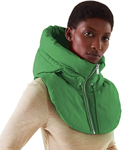 Chemise Femme Rayé Mousseline Blouse Crème Faux Gilet pour Femme Sans Manches avec Fermeture Éclair Faux Capuche Col Montant Gilet Rembourré Léger Amovible Hiver Blouses Blouses Sous-vêtements, vert,
