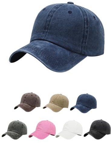 Aomig Basecap Unisex, Retro Baseball Cap Herren Damen, Einstellbare Kappe Sommer, Sonnenschutz Baseballkappe Hüte, Mützen Caps Käppi Sonnencap für Outdoor Running Tennis Golf Sport Reisen (Jean Blue)