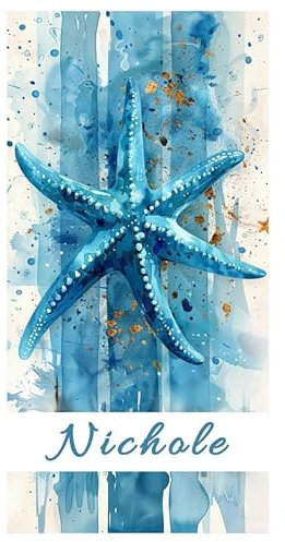 Personalisiert Strandtuch mit Namen-Baumwolle Schnell Trocknendes Schale-Print Badetuch Strandlaken Handtuch-Groß 150x75cm Super Saugfähig, Sandfreie Strand Schwimmhandtücher（Dunkle Farbe）