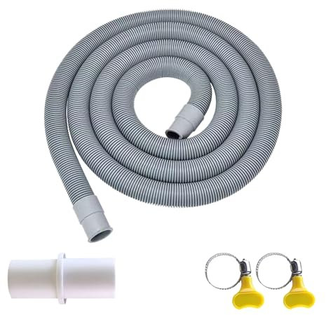 Rallonge de Tuyau de Vidange pour Lave-Linge, Tuyau de Lave-Vaisselle, Kit Universel de Tuyau de Vidange Avec 1 Raccord de Tuyau et 2 Colliers de Serrage (2 M)