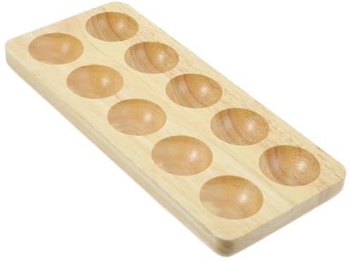 OSALADI Wooden Egg Tray 10-egg Storage Organizer with Compartments Household Egg Holder for Kitchen and Refrigerator Sturdy Solid Wood and Desktop Tray