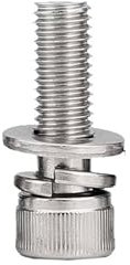 10 Stück 304 Edelstahl Innensechskantschrauben Kopfschrauben mit Flacher Federscheibe Kombination M2.5 M3 M4 M5 M6 M8 M10 M12(12mm,M5 (10Pcs))