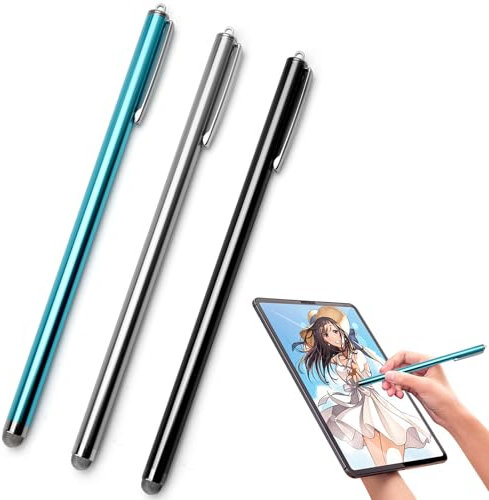 HENGBIRD Lot de 3 stylets pour tablette tactile pour toutes les tablettes, stylet pour tablette, stylet pour téléphone portable, stylet pour tablette, compatible avec Apple iPad/iPhone/Android/Xiaomi