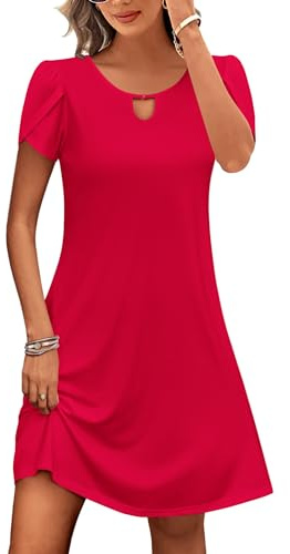 Zeagoo Women's Summer Dress Casual A-Line Beach Tshirt Dress with Pockets | Short Sleeve Sundresses, Flowy, Floral Dress, S-XXL