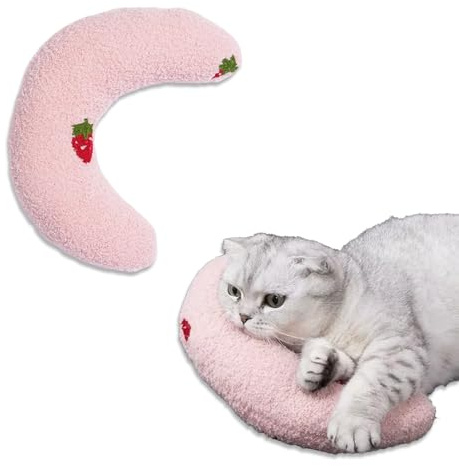 Vxcbad Catnip Pillow Valerian Cushion for Cats Catnip Toy Cat Pillow U Shape Pet Sleeping Pillow Strawberry Pink