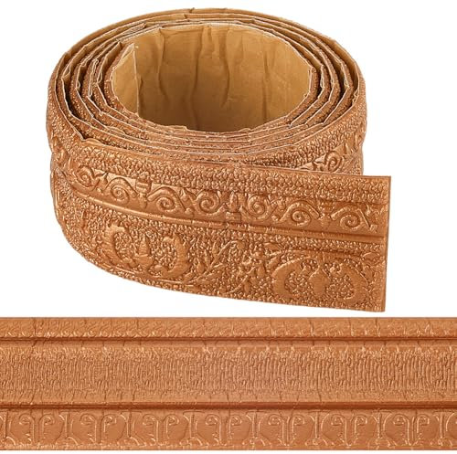craspire Bordure de Papier Peint Autocollante de 90.5 x 3.14 po Moulure de Couronne Bronze Auto Adhésive Flexible 3D Bordure de Plinthe Miroir Bordure Murale Collante Lignes de Base Mousse