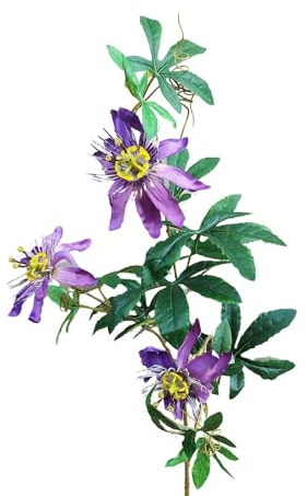 artplants.de Pasiflora Artificial JULANDA, Lila-Blanco, 100 cm, Ø 9-11 cm