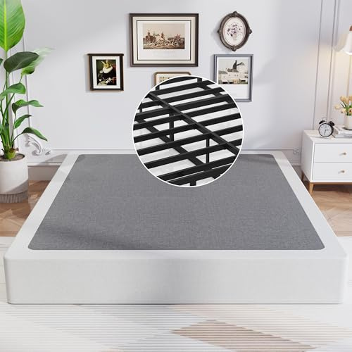 Queen Box Spring, 8 Inch Box Spring for Queen Bed, 2500 lbs Heavy Duty Metal Frame Mattress Foundation with Fabric Cover,