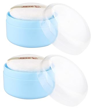 UPKOCH Puderquaste 2 Stück Puderbehälter Mit Sieb Stoff Schwamm Puderquaste Set Für Babypuder Auftragen Tragbarer Kunststoff Pulverbehälter Für Kinder Und Erwachsene Zuhause Und Unterwegs