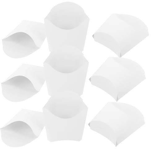 Cabilock Pièces Boîte à Frites Porte-frites Gobelet En Carton Tasse De Frites Porte-gobelet à Frites Papier Blanche