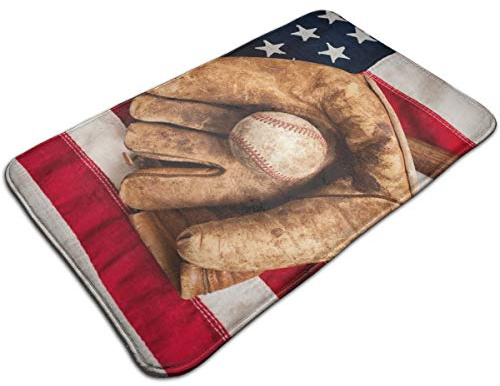Suave Tapete Béisbol Estadounidense Gratuito Duradera Alfombrilla de WC 60×40cm para Pasillo,Cuarto de Baño,Cocina,Dormitorio