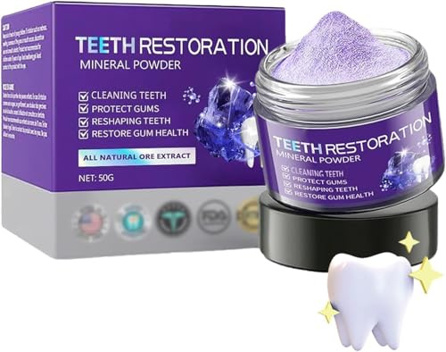 Polvere sbiancante naturale per denti, polvere minerale per il restauro dentale, protegge le gengive e rinfresca l'alito, ripristinando la salute e la luminosità naturali dei denti