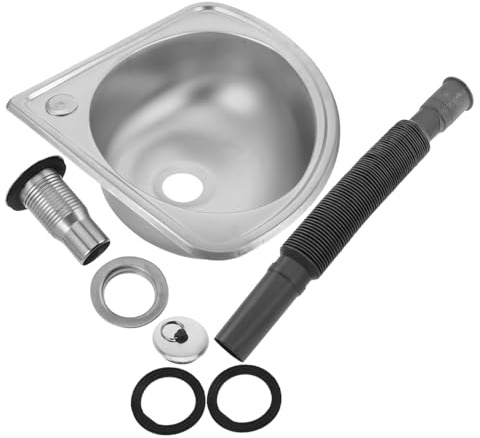 HOLIDYOYO Évier Camping Compact Acier Inoxydable Bol Simple Éventail pour Petit Lavabo Mobile Installation Facile pour Motorhome Et Cuisine Réduite