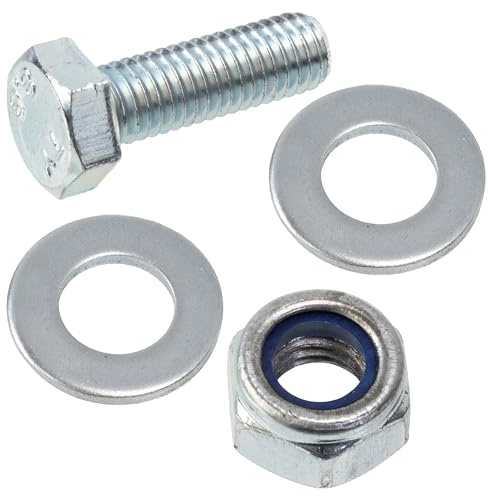 AERZETIX - Set di 20 bulloni a testa esagonale M8x25 mm + 40 rondelle + 20 dadi esagonali autobloccanti M8 per montaggio fai-da-te e fissaggio leggero | acciaio