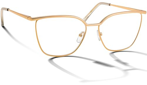BRILO Occhiali da Lettura Eleganti da Donna - Montatura Metallica Dorata a Forma di Farfalla, Occhiali da Riposo Moderni con Cerniere Flex e Custodia Inclusa, oro, 2.5