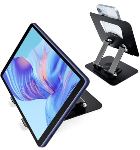 VECEE Support Réglable pour Tablette, Support pour Tablette, Supports de Bureau Portable Supports pour Tablettes et Téléphones de 4 à 13 Pouces, Porte-Tablette en Métal pour Maison Bureau, Noir