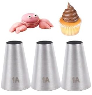 Qxmiguel Bocchette per Dolci 3 Pezzi - 1A - Beccuccio for sac à Poche in Acciaio Inossidabile - Grandi Punte Rotonde Aperte, for Decorare Cupcake, Torte, Biscotti, Utensili da Forno Lance dolcis