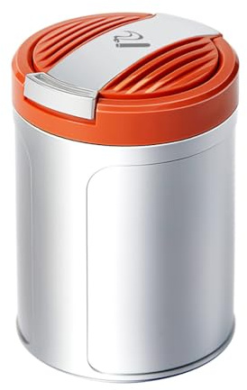 Cendrier Anti Odeur pour Mini Cooper F56 & SE Electric 2014-2024, Cendrier Voiture Portable avec Couvercle, Ignifuge, Étanche, Détachable,Orange-L