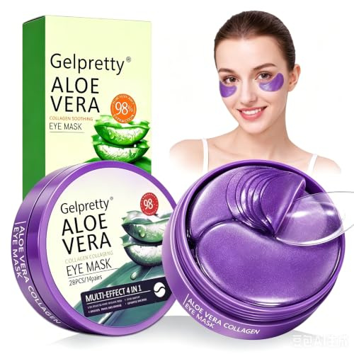 40 Parches de Ojos de Aloe Vera, Mascarilla Hidratante para Ojos, Reduce Ojeras, Bolsas, Efecto Refrescante Instantáneo, Verde