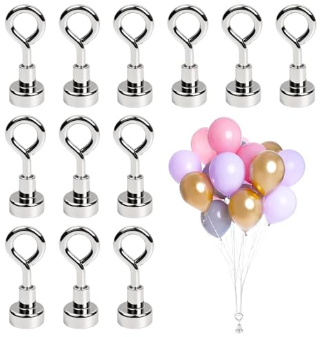 12 PCS Poids Magnétiques pour Ballons,Poids Ballon Helium,Poids Ballon | Base magnétique puissante,Léger et compact,Réutilisable,Maintien stable,Coque en acier A3 + aimant durable,Polyvalent