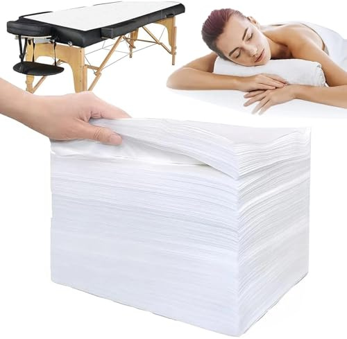 200 Stück Einweg Bettlaken - 180 x 80cm,Kosmetikliege Bezug,Bezug Für Einweg Massageliege Weiche Vliesstoff,Kosmetikliege Bezug,Für SPA Massagetisch Hotels Vliesstoff,Weiß