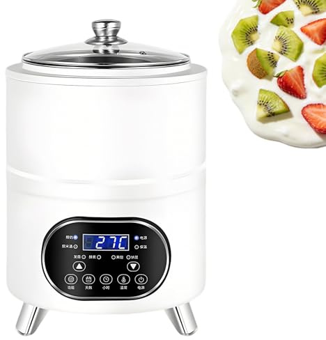 Ymnogjie Yogurtiera Greca Elettrica 12 L per Dessert da Festa con Controllo Tempo E Temperatura,Yogurtiera Automatica per Yogurt Biologico Fatto in Casa,per Yogurt Fatto in Casa 8L-White