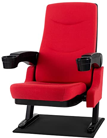 Stagecaptain CS-600R Movieking Kinosessel (Relaxsessel, klappbarer Sitz, 2 x Armlehne mit Getränkehalter, Bodenplatte) rot