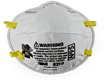 3M 8210 Particulate Respirator, N95, Pack of 20 Disposable Respirators, NIOSH APPROVED, Two-Strap Cup Style Design, Lightweight with Cushioning Nose Foam