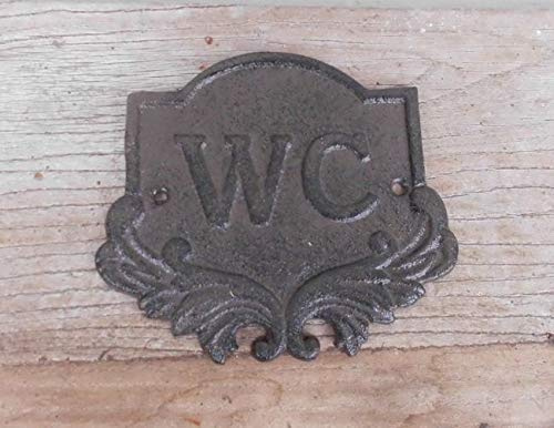 Dekoratives Schild Wandschild WC Toilette Gusseisen massiv braun