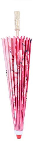 Paper Umbrellas, Women Handmade Oiled Paper Umbrella Windproof Chinese Art Classical Dance Oriental Umbrella Parasol with Bamboo Handle for Asian Theme Decoration, Dancing, Wedding(Blue/Pink).(粉色蝴蝶梅花)