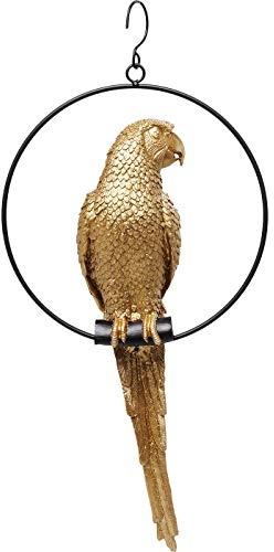 Kare Design Deko Objekt Swinging Parrot, Gold, Stahlgestell, Tiermotiv, Deko Figur, Papagei, handgefertigt, 57x27x14 cm (H/B/T), Goldfarben