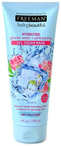 Masque crème-gel vegetal naturel soin visage pour femme homme hydratant apaisant sans rinçage pour tous les types de peau Freeman Eau glaciare + pivoine rose 175 ml