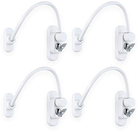 XFORT Viper Key Locking Cable Window Restrictor in White, Durable Window Safety Lock for Child Safety and Window Security