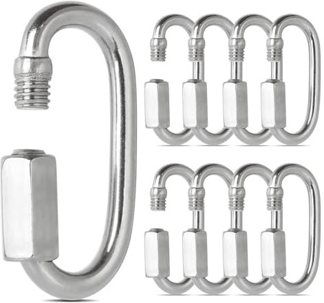 SENENQU 16 PCS Maillon Rapide INOX M5 Mousquetons à Verrouillage 304 Forme de D, Mini Mousqueton a Vis pour Accessoires de Randonnée, Camping, Extérieur et Intérieur