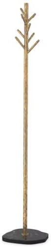 Casa Padrino Luxus Garderobenständer Vintage Messing/Schwarz Ø 29,5 x H. 162 cm - Edelstahl Kleiderständer mit Marmorsockel - Garderoben Möbel - Luxus Möbel - Luxus Einrichtung