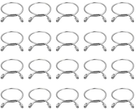 sourcing map Fuel Line Hose Clips, 20pcs 25mm ID Fit 26.5-27mm OD Hose 304 Stainless Steel Water Pipe Air Tubing Spring Hose Clamps for Motorcycle Scooter