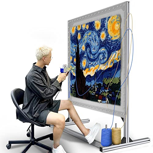 NODOCA Kit de tuftage pour Tapis, 135.9 cm, Cadre en Aluminium pour la Fabrication de Tapis, Support de Tissu de tuftage, Cadre de Tapis pour Fournitures de touffetage, kit de Pistolet à tufter