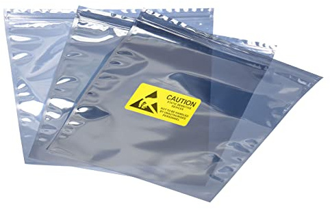 Rebower Anti Statiche Borse ESD Schermatura Borse Richiudibili con Etichette, [per Dispositivi Elettronici GPU Hard Unità SSD HDD Scheda madre] - 12x16/10pz