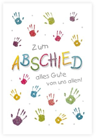 KE - Abschiedkarte für Arbeitskollegen/Kollege/Kollegin, mit Umschlag, DIN B6, Karte/Geschenk zum Abschied, Auf Wiedersehen Karte, Motiv: Hände